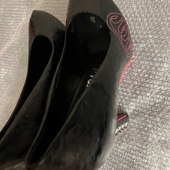 Women’s Black & Hot Pink Metal Mulisha Corset High Heels-Size 10 USA - Picture 14 of 15